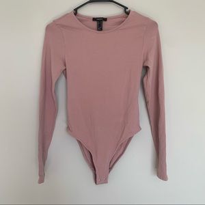 Pink long sleeve body suite open back